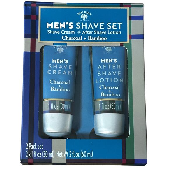 BOLERO Men's Charcoal & Bamboo Shave Cream & After Shave Lotion Set 30ml - Picture 1 of 2